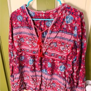 Spell & the Gypsy red and blue blouse